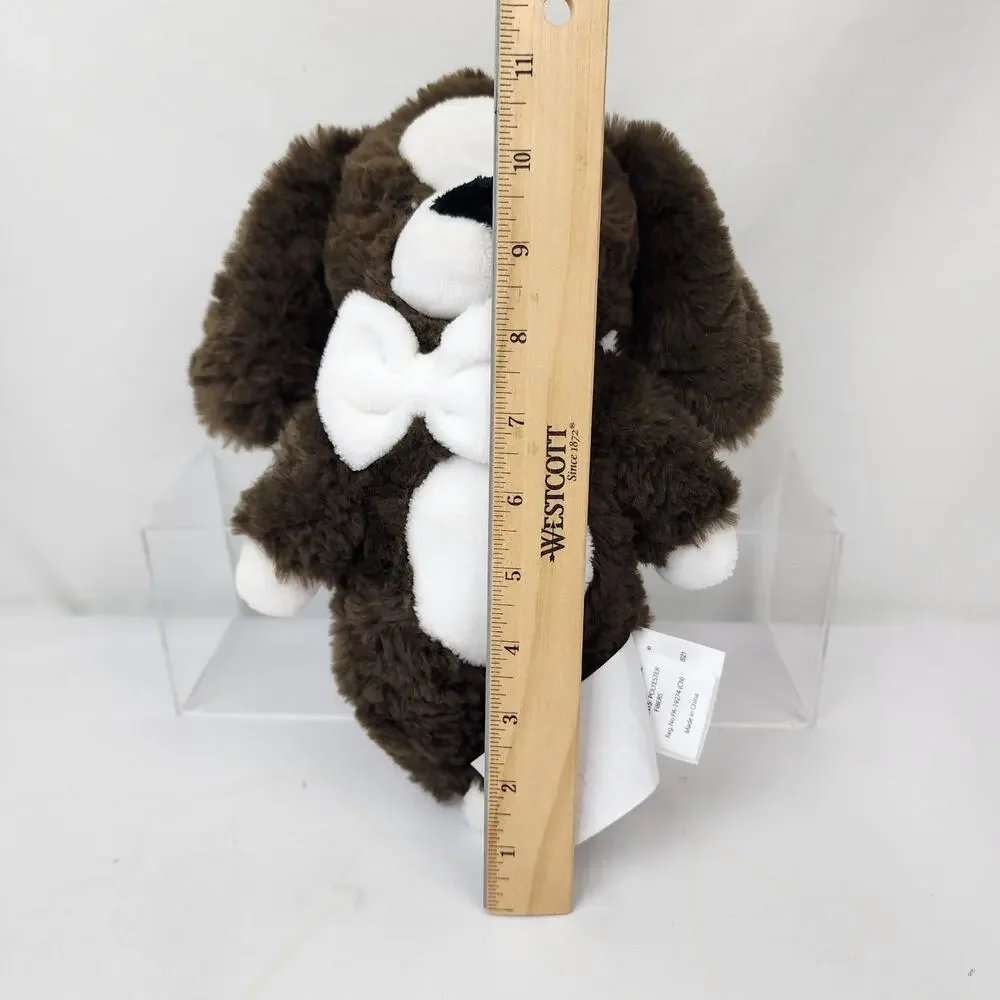 Little Miracles Brown White Puppy Dog with Bow Tie Plush 11